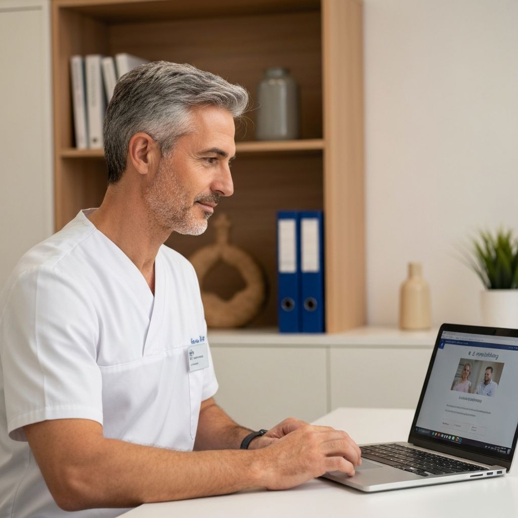 Zorgmedewerker volgt online training